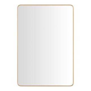 Medium Modern Rectangular Gold Framed Mirror with Rounded Corners (22 in. W x 32 in. H) | The Home Depot