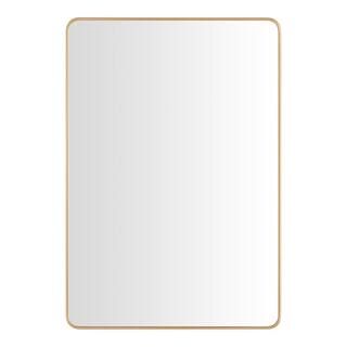 Medium Modern Rectangular Gold Framed Mirror with Rounded Corners (22 in. W x 32 in. H) | The Home Depot