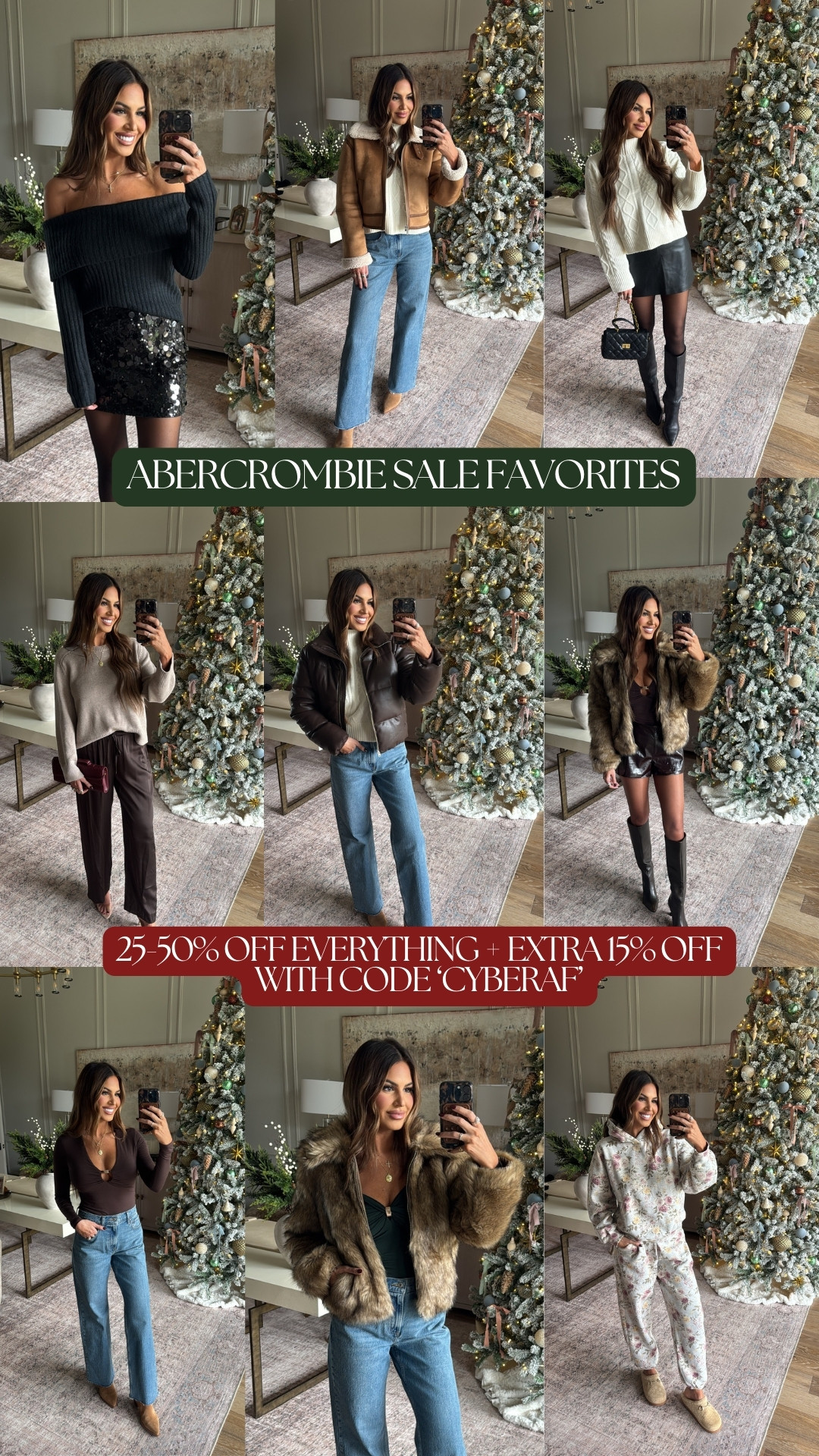 abercrombie's black friday sale is here 🛒 shop these holiday outfit staples 🎄 25-50% Off Everything! Use code CYBERAF to get an additional 15% off!

wearing a small in everything + a 27 regular in the jeans 🫶🏼

#LTKCyberWeek#LTKSaleAlert#LTKFindsUnder100 

 