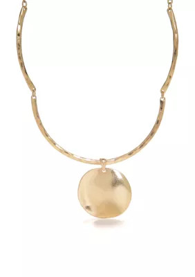 Belk Gold-Tone Round Disc Drop Collar Necklace, Gold | Belk
