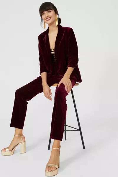 Velvet Edge To Edge Ruched Sleeve Blazer | Debenhams UK
