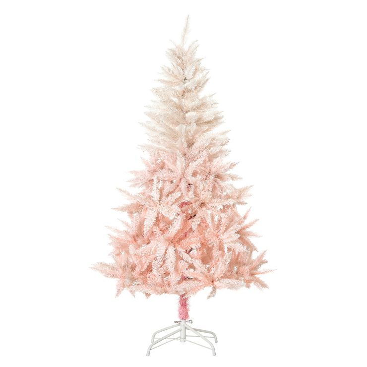 HOMCOM Unlit Spruce Artificial Christmas Tree with Realistic Branches and Tips, Pink | Target