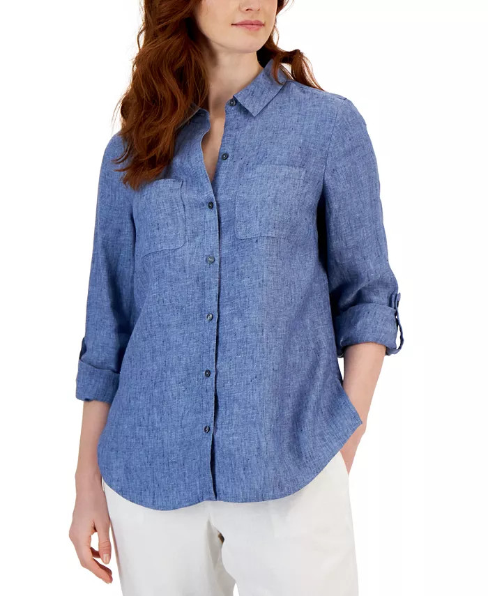 Charter Club Women's 100% Linen Shirt, Created for Macy's - Macy's | Macy's