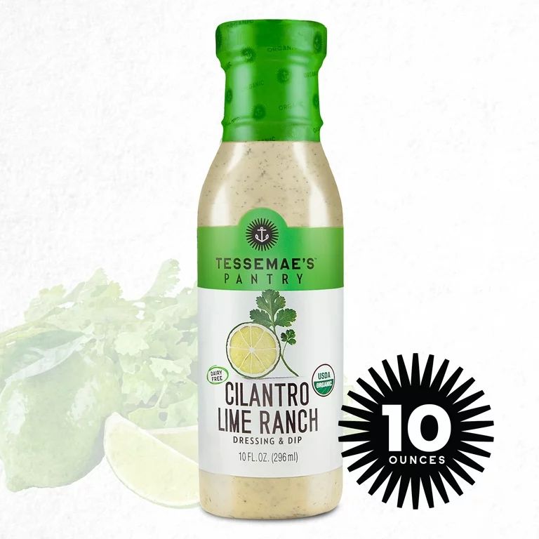 Tessemae's Gluten Free Cilantro Lime Ranch Salad Dressings and Ranch Dip, 10 Fl Oz | Walmart (US)