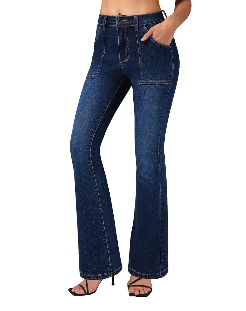 roswear Flare Jeans for Women Mid Rise Stretchy Skinny Curvy Denim Pants | Amazon (US)