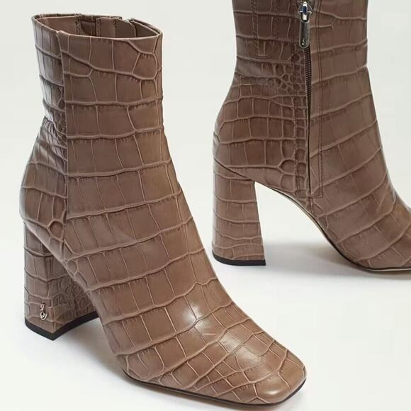 NEW Sam Edelman Codie Croc Square Toe Block Heel Ankle Boots Booties Womens 10 | Poshmark