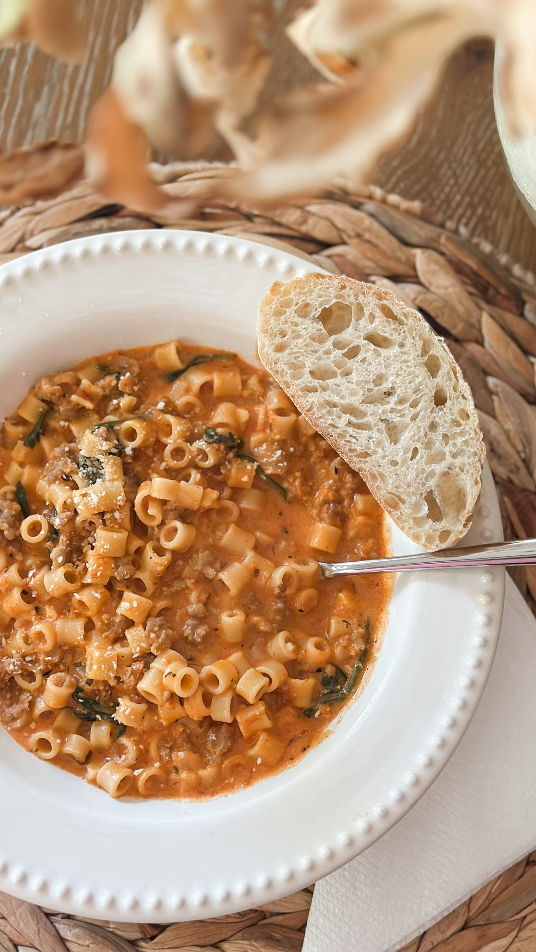 Welcome to Souptember! 🍂 Nothing says cozy like a big bowl of soup as the weather cools down. This Creamy Italian Sausage Soup is hearty, comforting, and so easy to make for a weeknight dinner.

✨ Save this recipe for your next chilly night:
Creamy Italian Sausage Soup
• 1 lb Italian sausage
• ½ yellow onion, diced
• 4 garlic cloves, minced
• 1 (14 oz) can crushed tomatoes
• 32 oz chicken broth
• 2 cups water
• 8 oz Ditalini pasta
• 2 bay leaves
• 1 tsp Italian seasoning (more to taste)
• ½ block cream cheese, cubed
• ¼ cup half & half
• Handful of spinach
• Salt & pepper, to taste

Directions:
Brown sausage in a large pot. Add onion and cook until soft. Stir in garlic. Add crushed tomatoes, broth, water, bay leaves, and Italian seasoning. Bring to a boil. Stir in pasta and cook until al dente. Lower heat, add cream cheese until melted, then stir in half & half. Add spinach until wilted. Remove bay leaves. Season to taste. Serve warm with crusty bread.

Who else is ready for all the cozy soups this season?

#lovealwaysalyssa #souptember #soupseason #fallrecipes #comfortfood #easyweeknightmeals

#LTKSeasonal #LTKHome