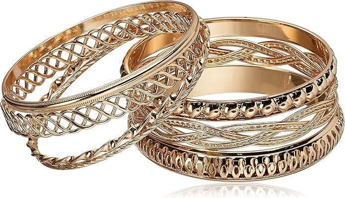 GUESS Women's Six Piece Textured Bangle Set | Amazon (US)