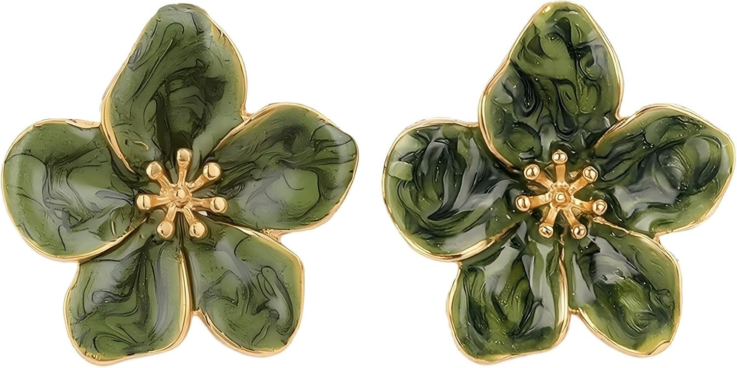 Colorful Flower Stud Earrings Large Enamel Floral Statement Jewelry | Amazon (US)