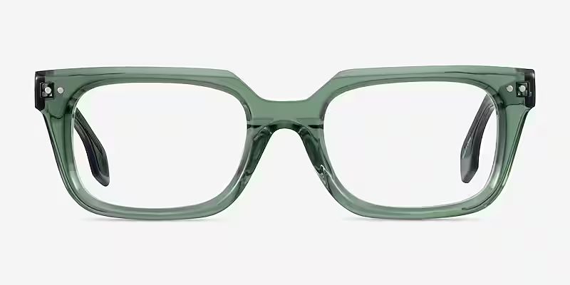Kit Rectangle Clear Green Glasses for Men | Eyebuydirect | EyeBuyDirect.com