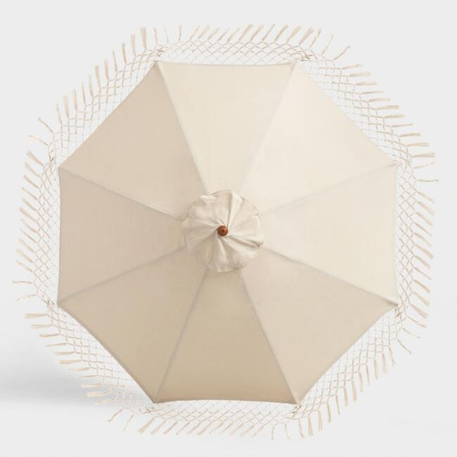 Natural 9 Ft Replacement Umbrella Canopy With Fringe | World Market