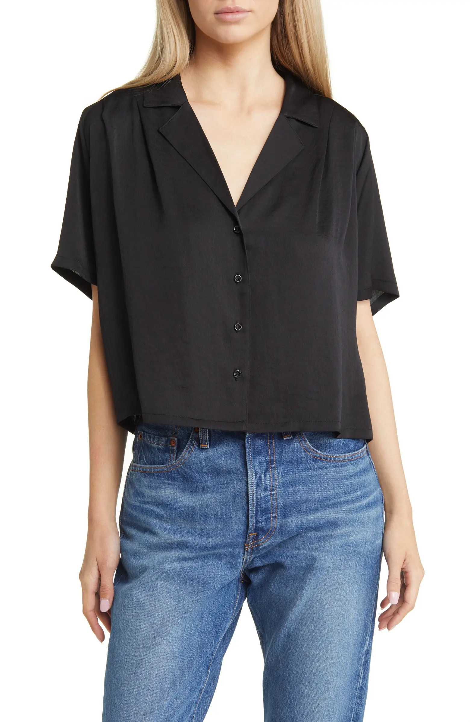 Short Sleeve Satin Blouse | Nordstrom