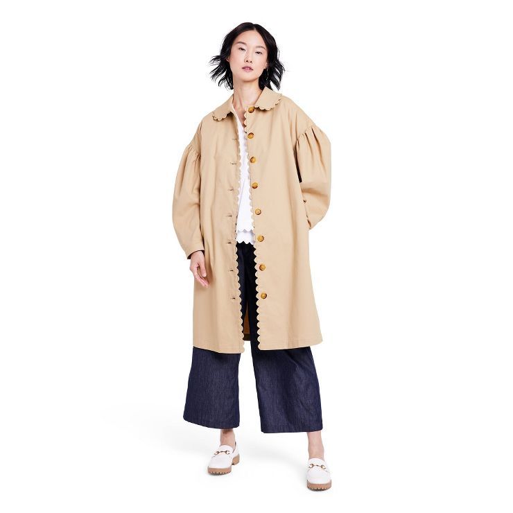 Women's Scallop Edge Trench Coat - Kika Vargas x Target Tan | Target