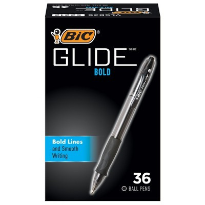 BIC Glide Bold Retractable Ball Pen, Black, 1.6mm Bold Point, 36 Pack | Target