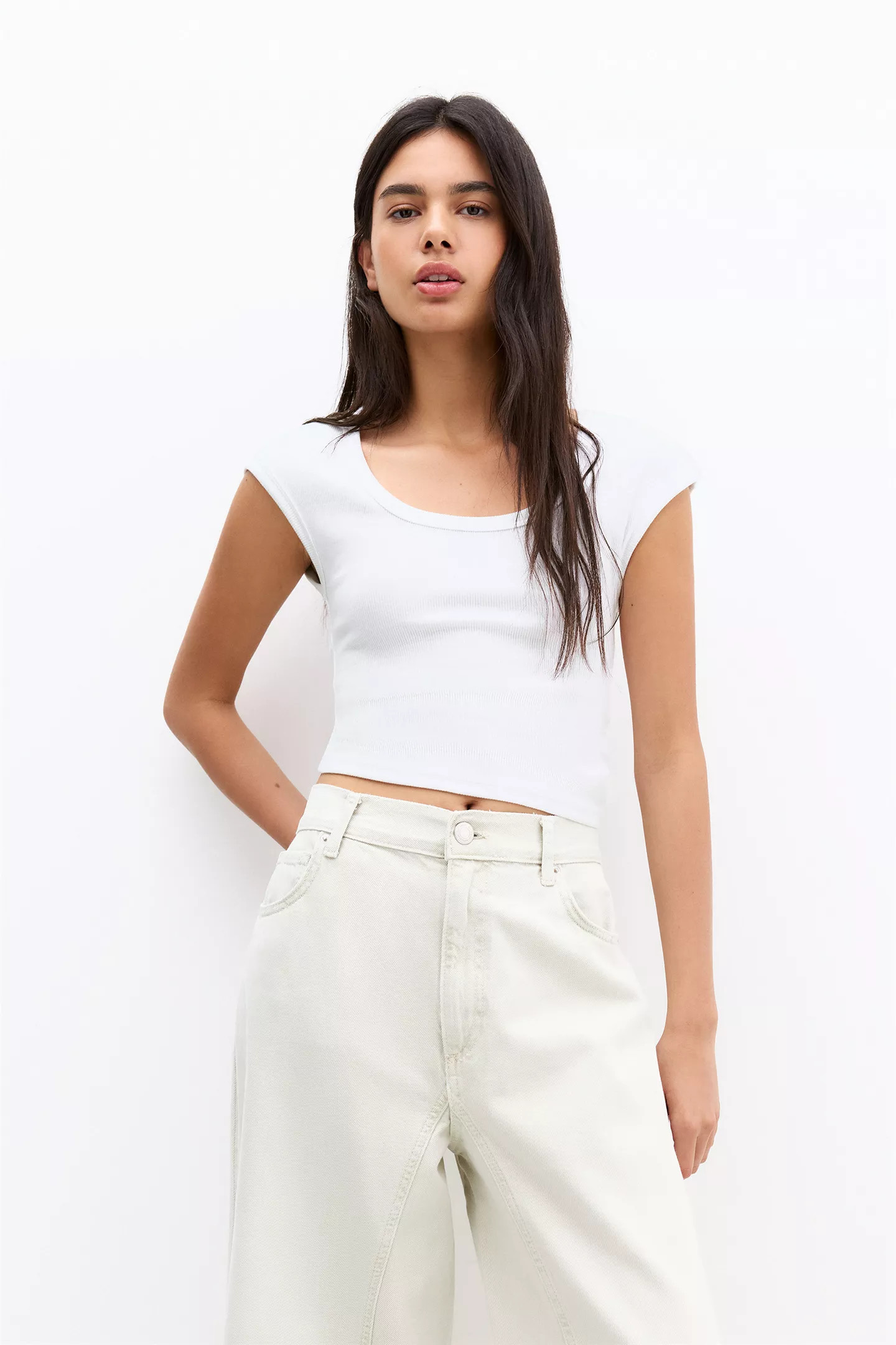 Ribbed short sleeve T-shirt | PULL and BEAR UK