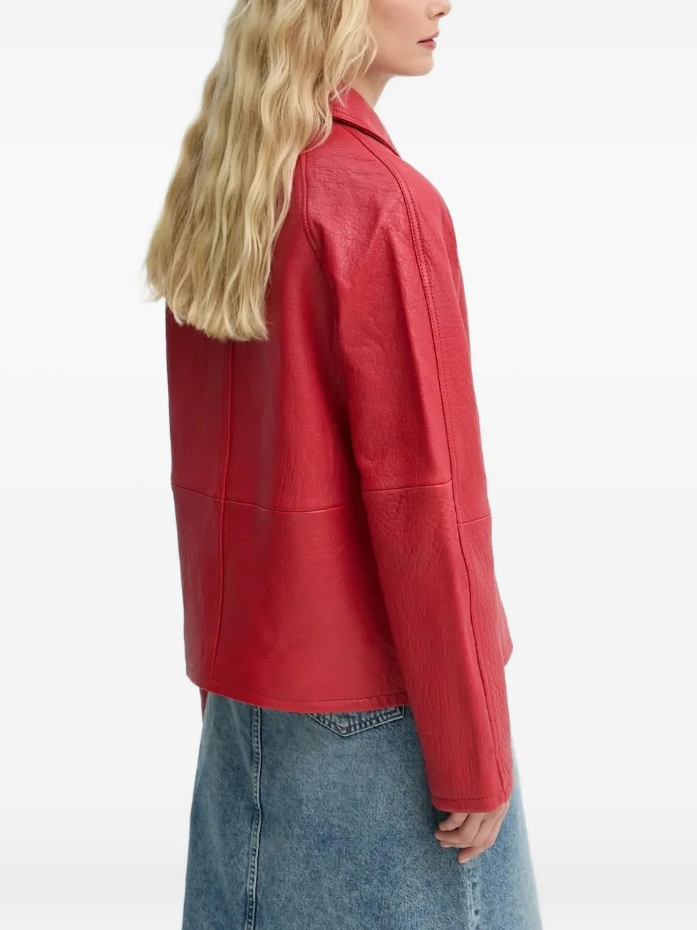 SAMSOE SAMSOE Strukturierte Sanok Lederjacke | Rot | FARFETCH DE | Farfetch Global