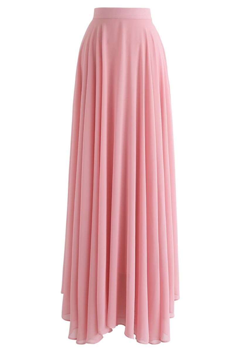 Timeless Favorite Chiffon Maxi Skirt in Pink | Chicwish