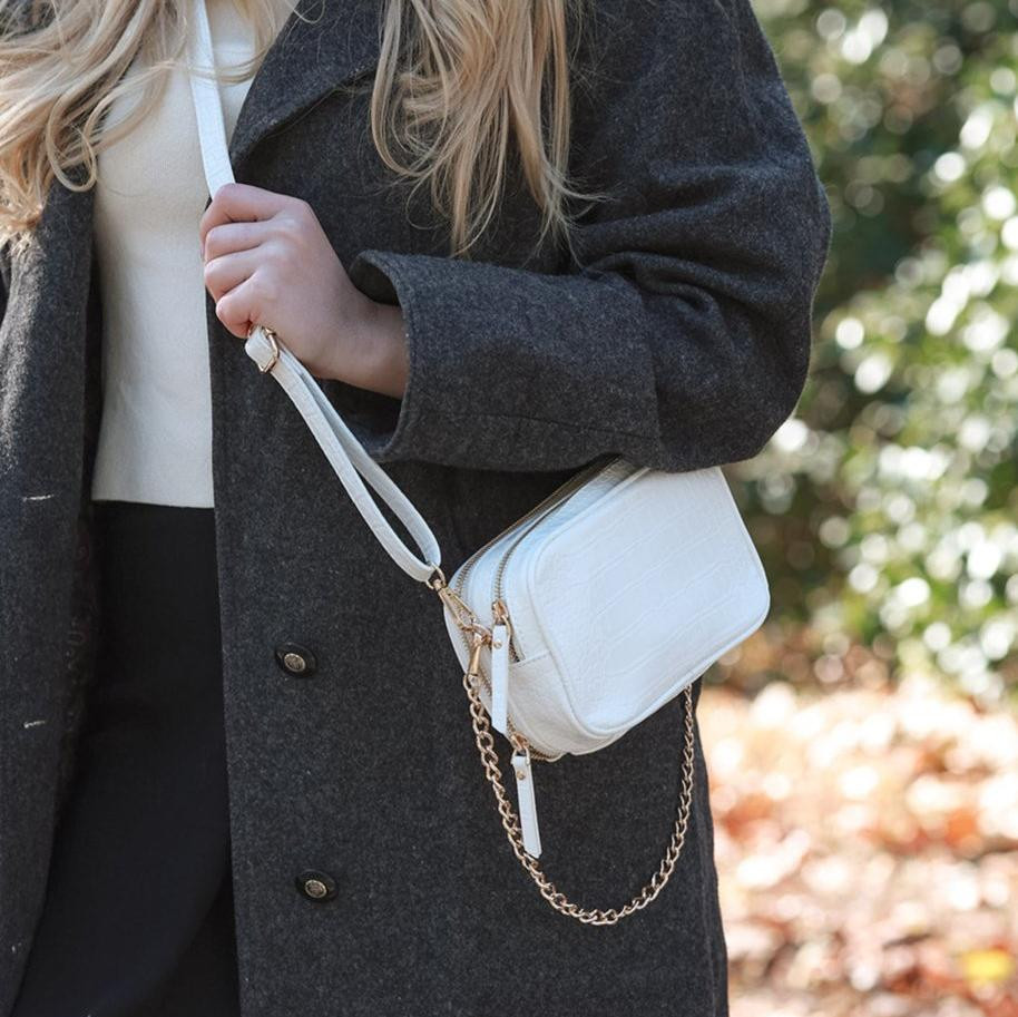 White Crocodile Latitude Beauty Bag | Hudson + Bleecker | Travel Beauty Case | Hudson+Bleecker