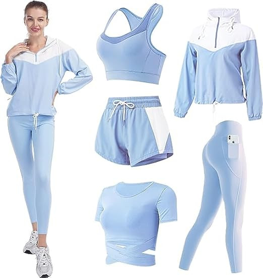 Inmarces Workout Sets for Women 5 PCS Yoga Outfits Activewear Tracksuit Sets | Amazon (US)