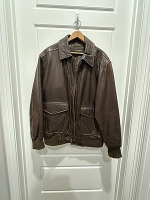 Leather Men’s brown Bomber Jacket Roundtree and York.  Size large.  | eBay | eBay US