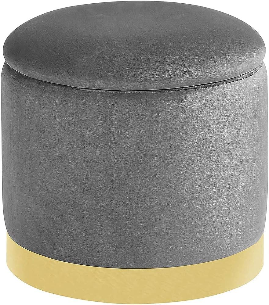 Morden Fort Velvet Ottoman with Storage Round Bench Footrest for Entryway, Bedroom, Living Room 1... | Amazon (US)