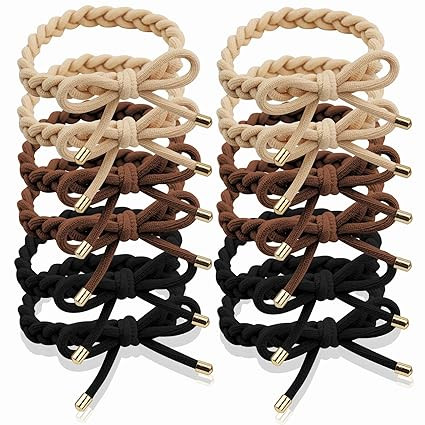 12 PCS Braided Hair Ties Bow Tie Hair Bracelets for Women Girls Elastic Hair Ties No Damage Ponyt... | Amazon (US)