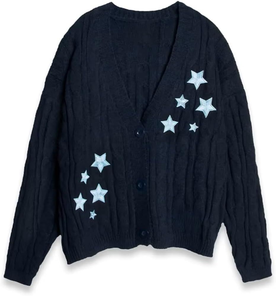 Midnights Cardigan - Cozy Knit Sweater Soft and Stylish Star Cardigan Fan Gift Navy Blue | Amazon (US)