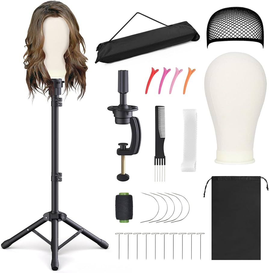 Relx Reinforced Wig Stand with Mannequin Head - Adjustable Wig Head Stand with Head for Wigs - Ma... | Amazon (US)
