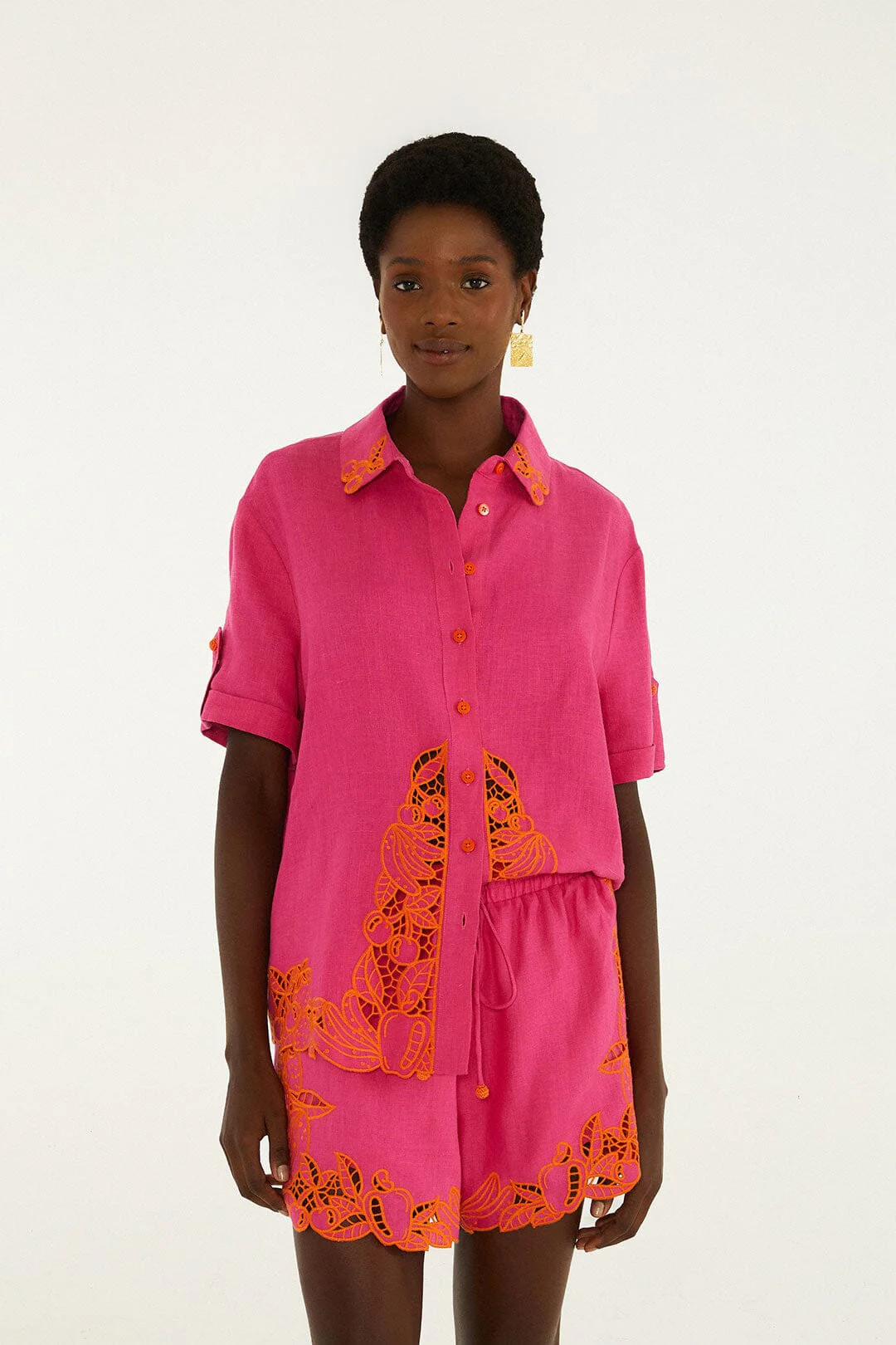 Pink Fruit Richelieu Artisanal Euroflax Premium Linen Shorts | FARM Rio | FarmRio (US)