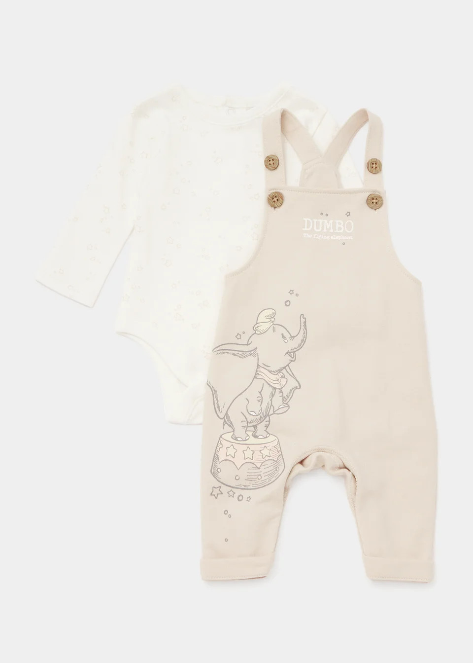Baby White Disney Dumbo Dungarees &. Bodysuit Set (Newborn-12mths) - Newborn | Matalan (UK)
