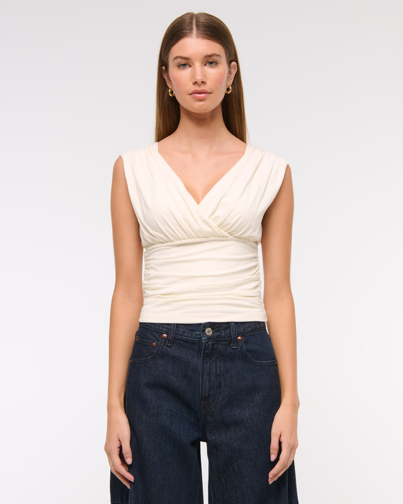 Ruched V-Neck Top | Abercrombie & Fitch (UK)