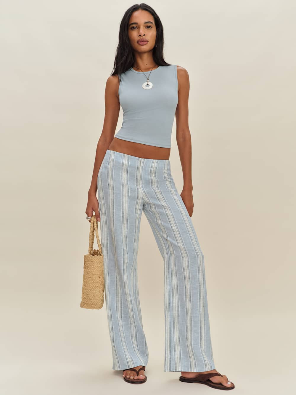 Vida Linen Low Rise Pant | Reformation (Global)