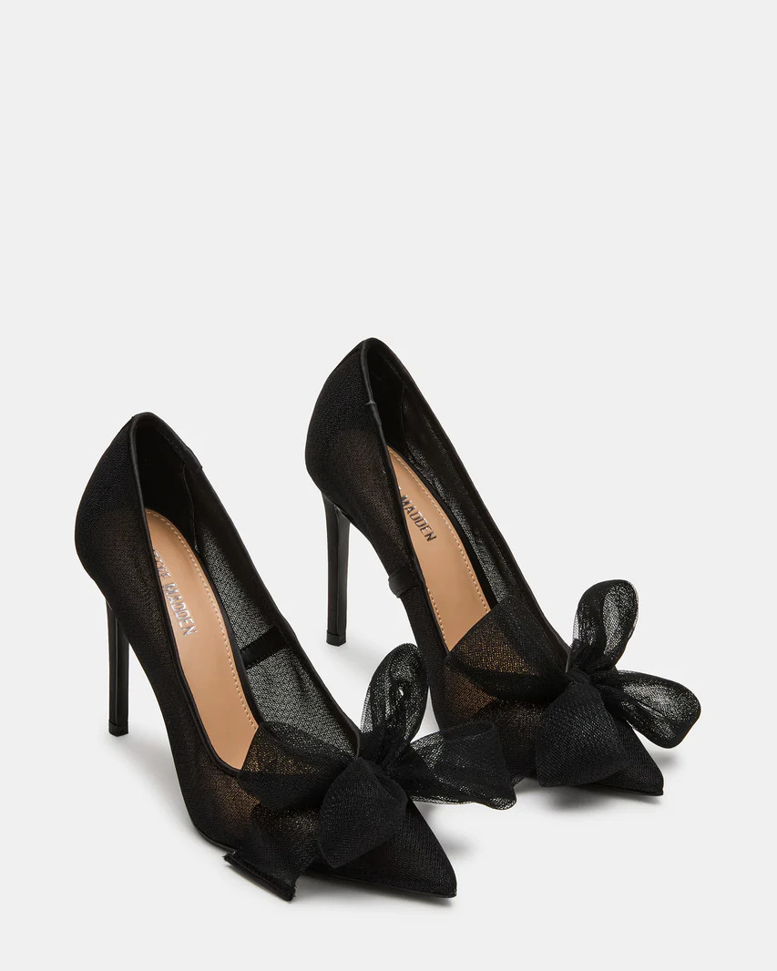 TAFFY Black Bow Pointed-Toe Stiletto Pump Women's Heel | Steve Madden (US)
