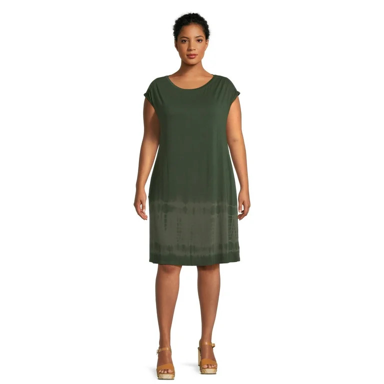 Terra & Sky Women's Plus Size Shirred Tie Dye Dress | Walmart (US)