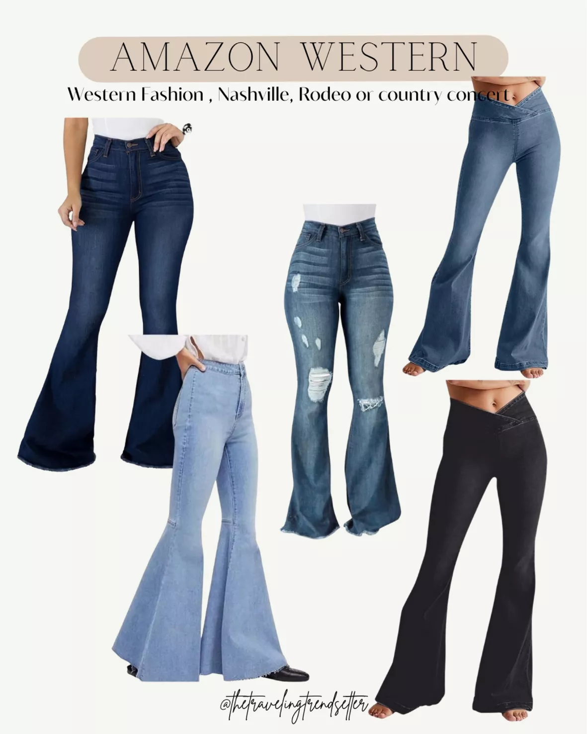 Bell Bottom Jeans for Women Ripped High Waisted Classic Flared Denim Pants