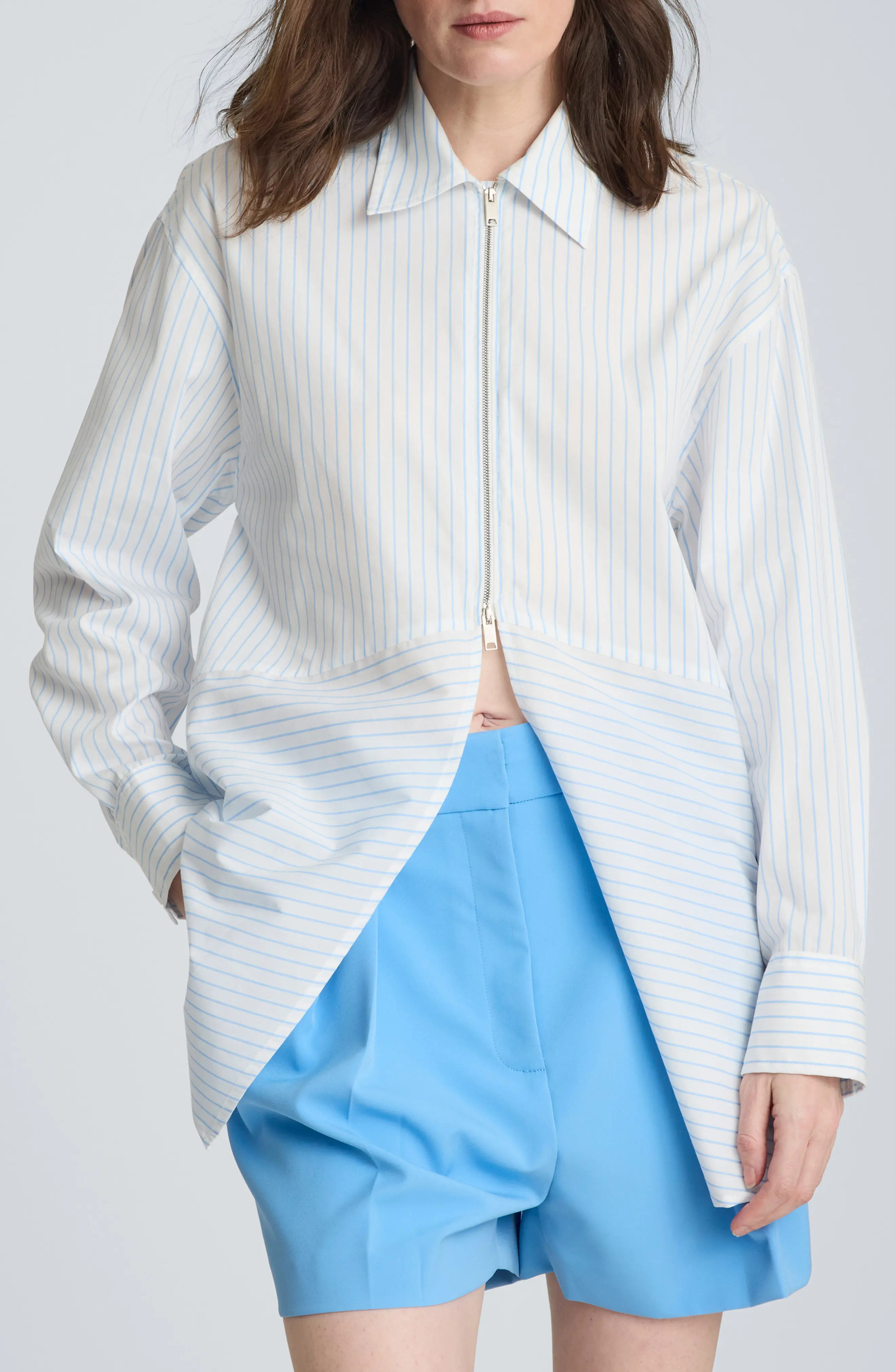 Oversize Half Zip Split Front Cotton Blend Top | Nordstrom Rack