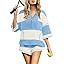 Panadila Women Striped Workout Set Two Piece Outfit Tracksuit Oversized Lounge Set Top and Shorts... | Amazon (US)
