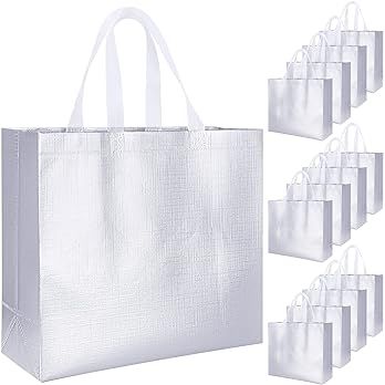 12Pcs Reusable Gift Bags,Glossy Tote Bags with Handle,Glossy Finish Grocery Bag,Non-woven Foldabl... | Amazon (US)