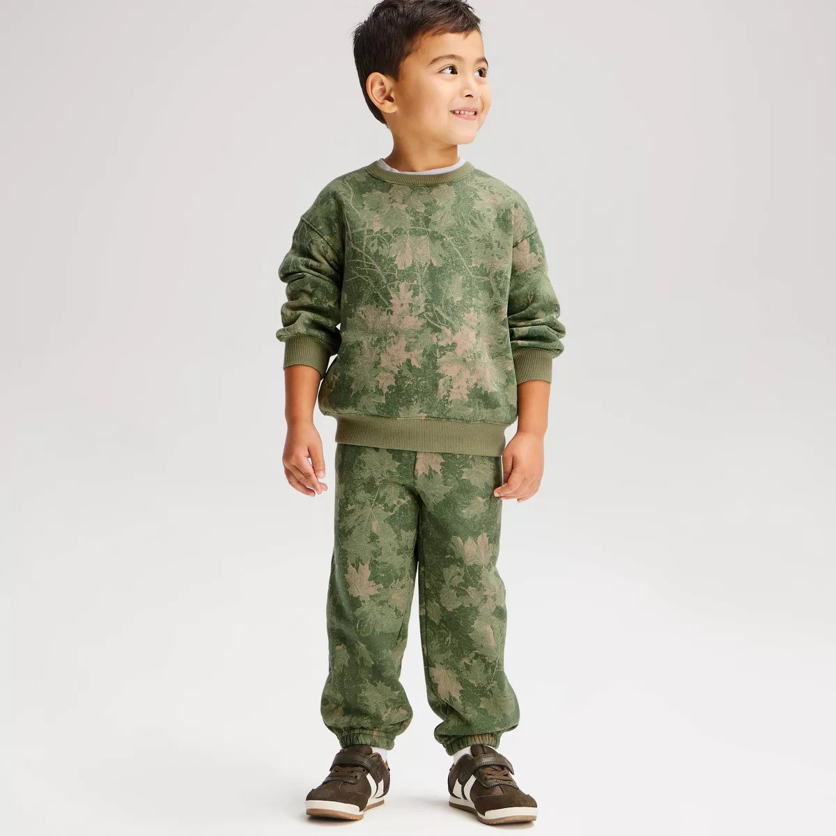 Toddler Boys' Fleece Crewneck Sweatshirt - Cat & Jack\u2122 Olive Green 3T | Target