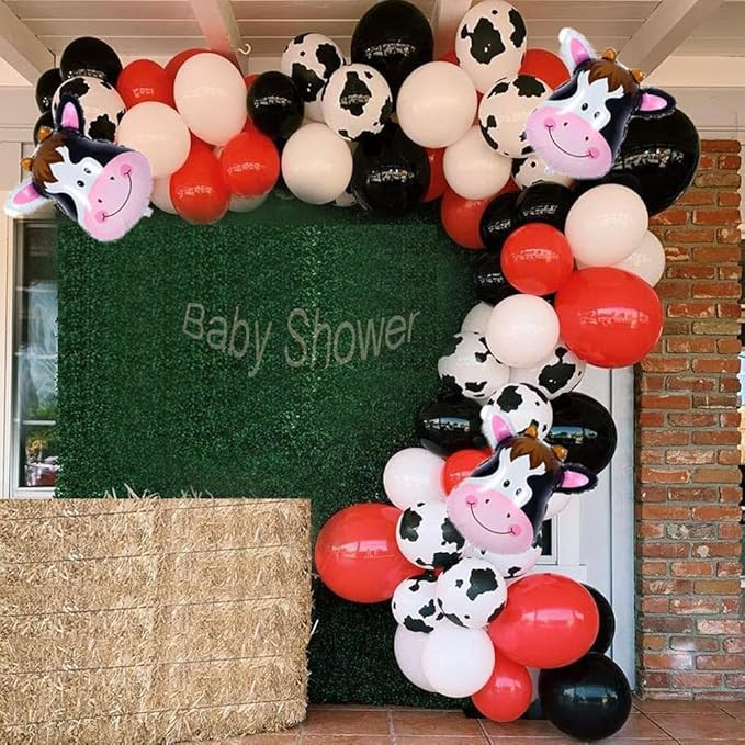 Cow Party Decorations-Cow Balloon Garland Arch Kit-Red Black White Balloons for Cowboy Cowgirl Pa... | Amazon (US)