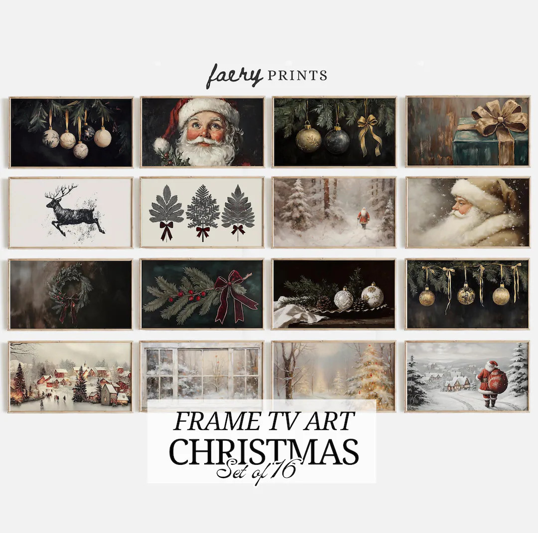 Vintage Christmas Frame TV Art | Bundle of 16 | Holiday Art for the Frame TV Art Collection | Rus... | Etsy (US)