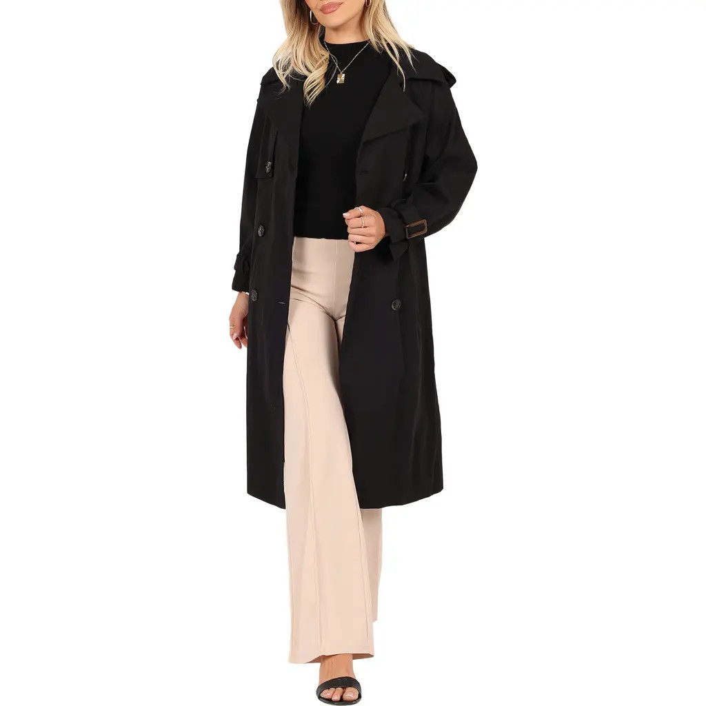 Petal & Pup Trina Belted Trench Coat in Black at Nordstrom, Size Large | Nordstrom