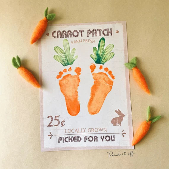 Farm Sign Carrot Patch Easter / Footprint Feet Art Craft / Kids Baby Toddler / Activity Keepsake ... | Etsy (US)