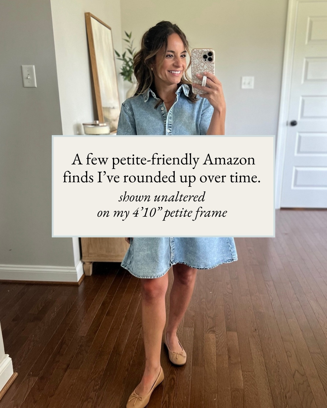 A few petite-friendly Amazon finds! 

Denim dress: xs in light blue 
Gingham dress: xs - a little sheer, I wear a slip with it 
Matching set: xs - shorts are fully lined 
Orange pants: xs - 26” inseam | they run a little large, I recommend a size down

#LTKPetite