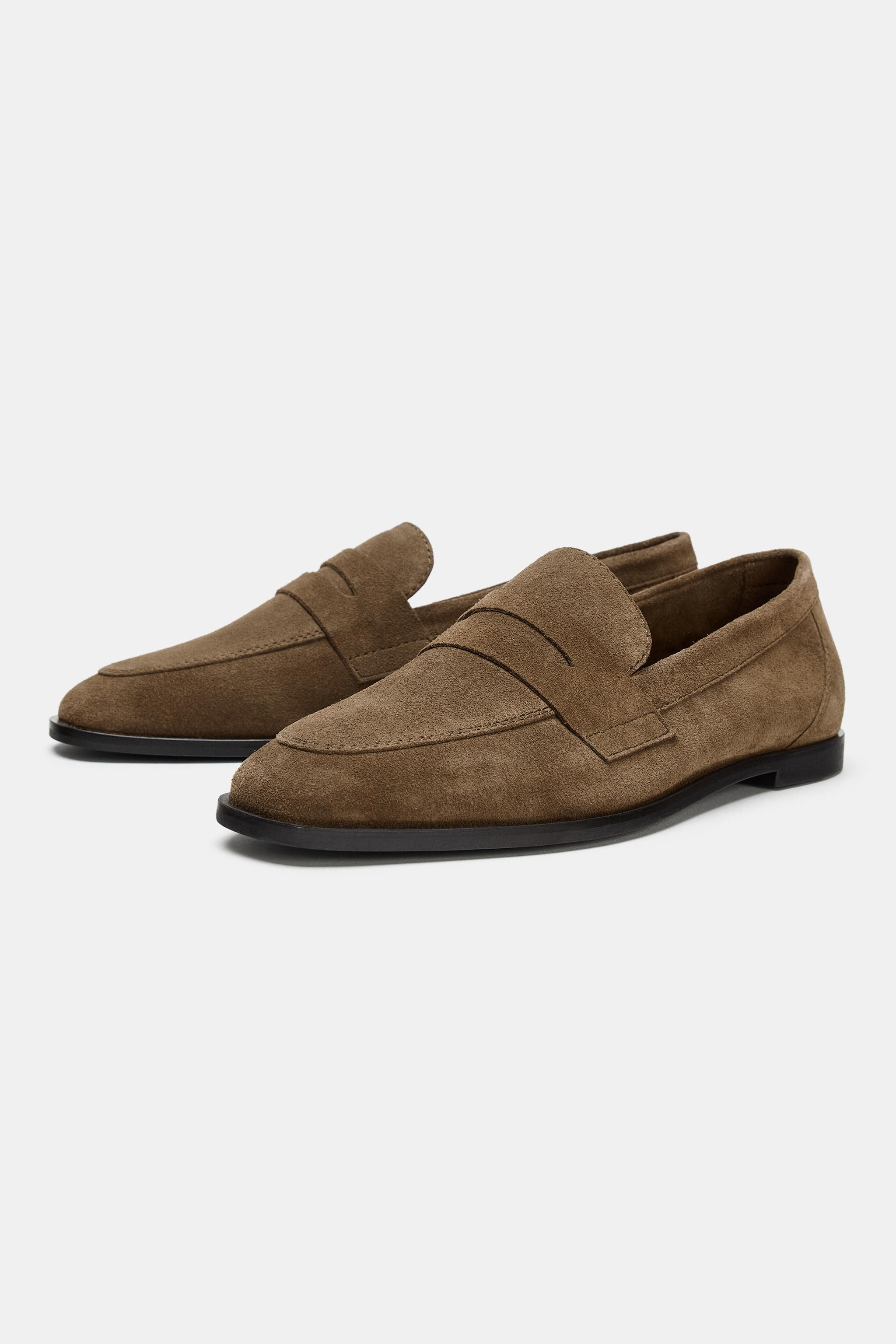 FLAT SPLIT LEATHER LOAFERS | Zara US