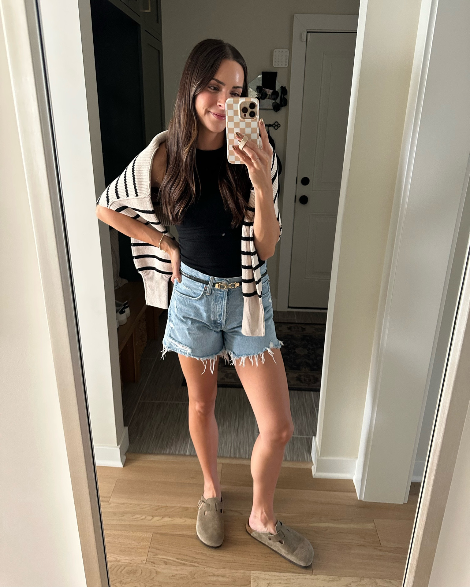 High neck tank: sized down (XS)
Shorts: tts (26)
Sweater: tts (S$
Clogs: size up if between

Early fall outfit, warm fall outfit ideas 

#LTKSeasonal #LTKfindsunder50 #LTKfindsunder100