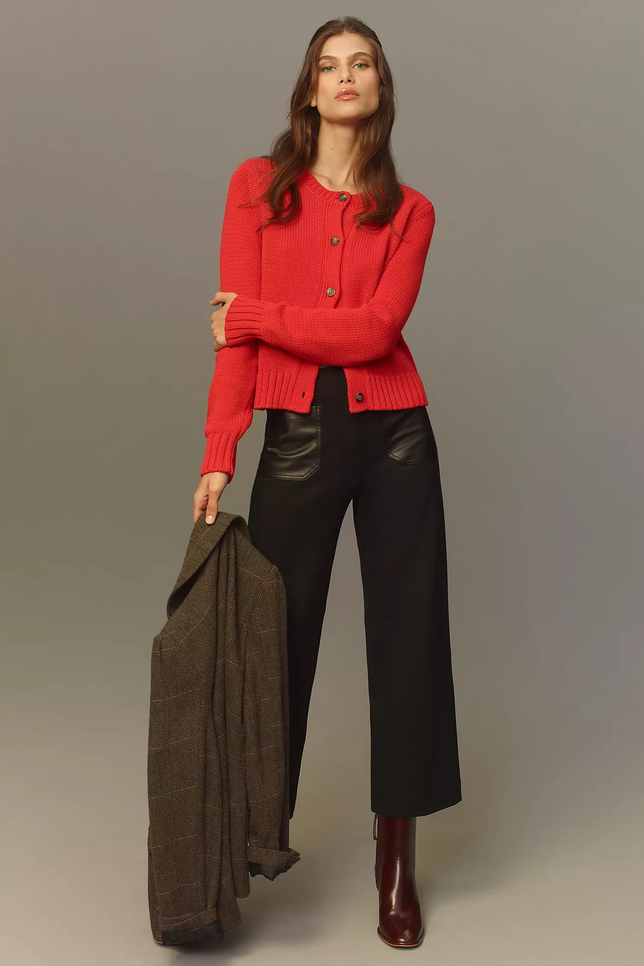 The Colette Cropped Wide-Leg Pants by Maeve: Merrick White Faux-Leather Pocket Edition | Anthropologie (US)