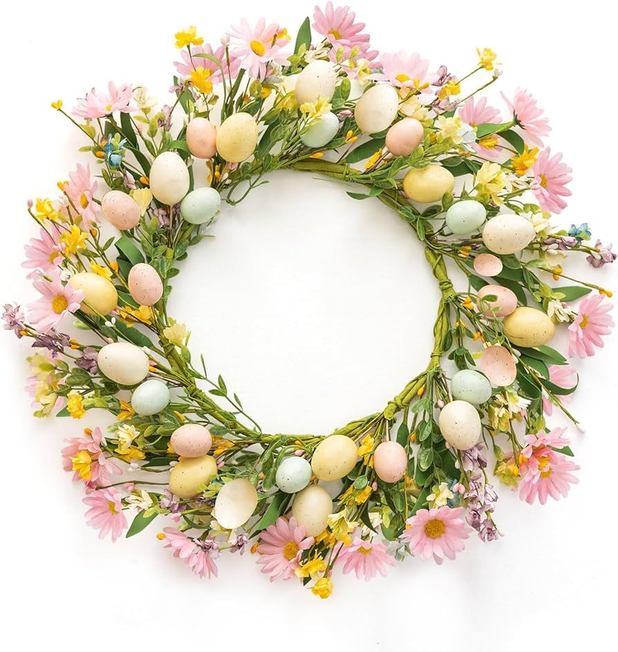 16.5 Inch Easter Wreath, Artificial Easter Egg Wreath for Front Door, Easter Door Wreath for East... | Amazon (US)