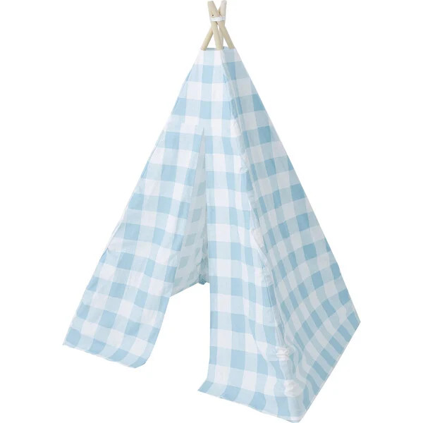 Charles Play Tent, Blue Gingham - E&E Kids Seating | Maisonette | Maisonette