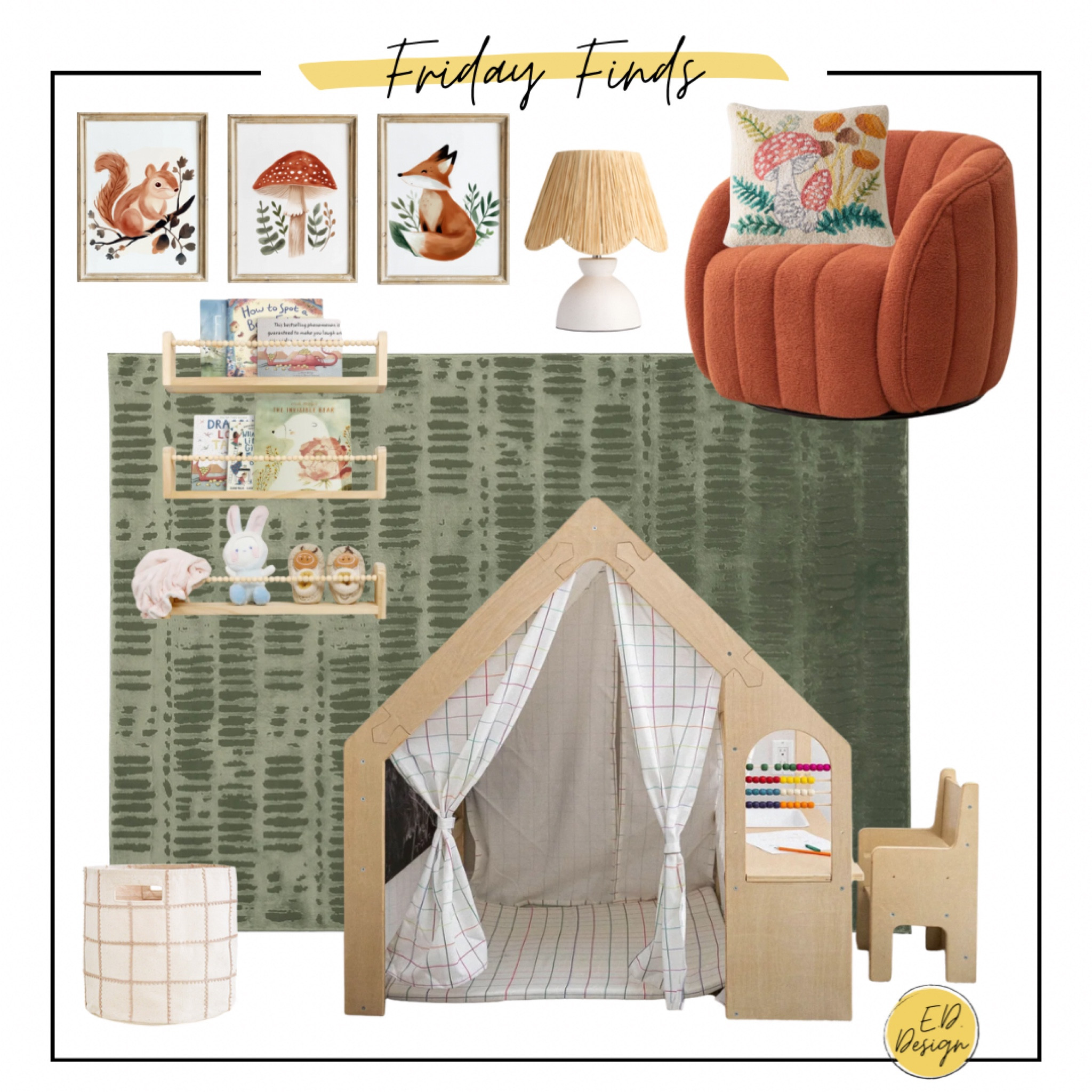 This woodland collection would make such a cute kids room! The pieces are great for toddlers and babies but sophisticated enough to grow with them. Especially love the playhouse and mushroom decor!

#LTKBaby #LTKKids #LTKHome